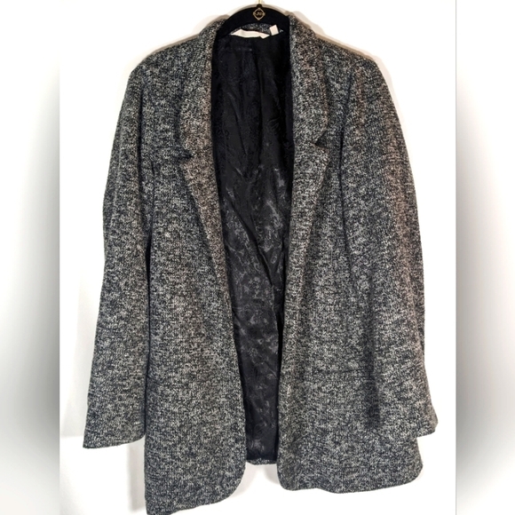 Soft Surroundings Sweaters - Soft Surroundings St. James Gray and Black Knit Open Front Cardigan Size Medium
